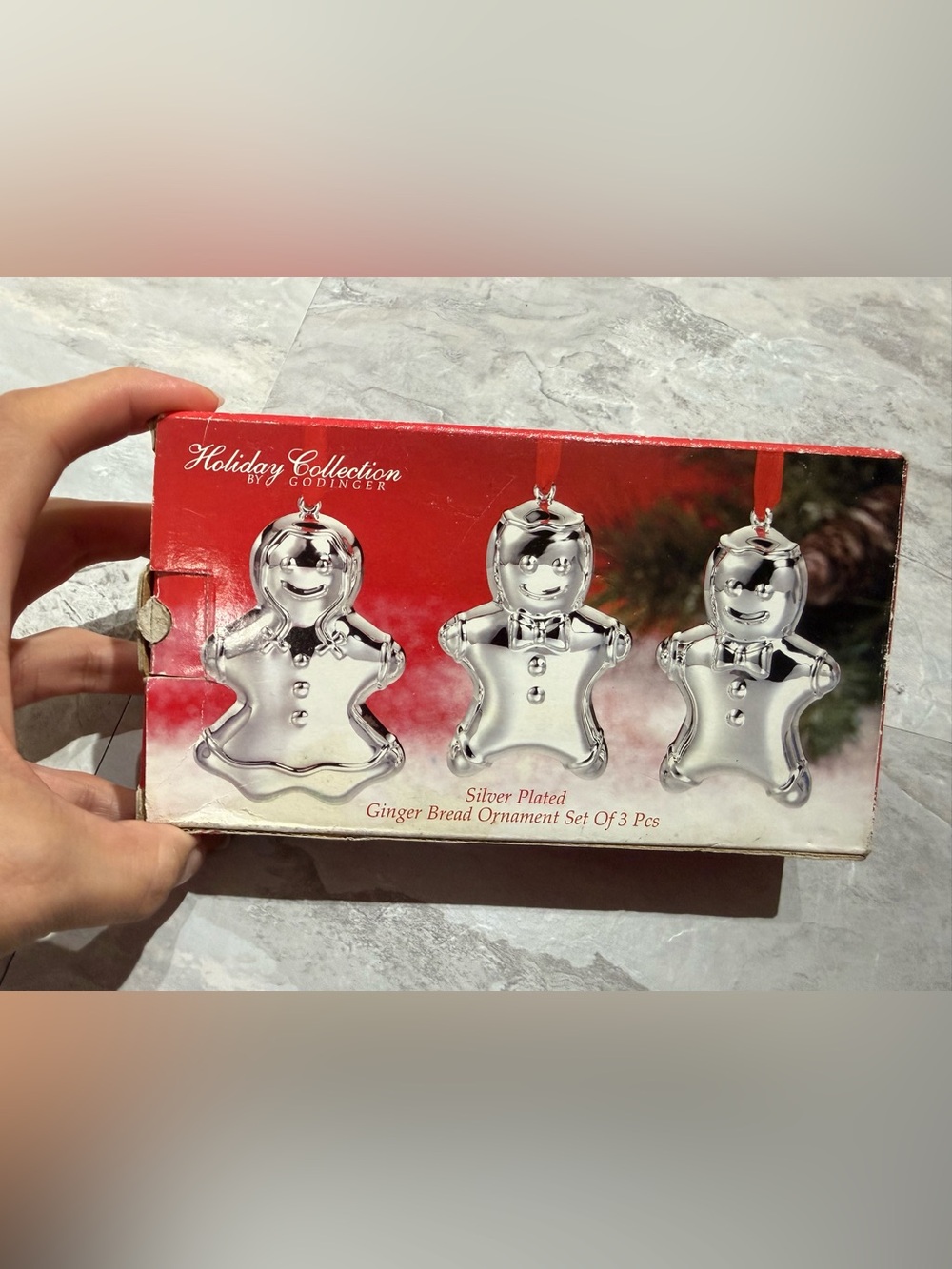 Vintage Godinger Holiday Collection Silver Plated Gingerbread Ornament Set of 3